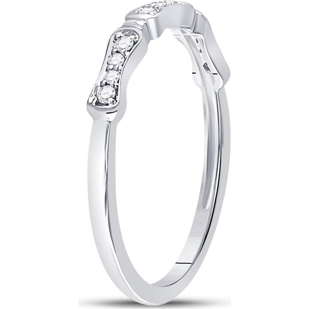 10K White Gold Stackable Band Ring with Prong-Set Round Diamonds - 0.10 Carat Total Diamond Weight