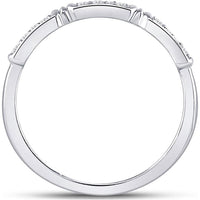 10K White Gold Stackable Band Ring with Prong-Set Round Diamonds - 0.10 Carat Total Diamond Weight
