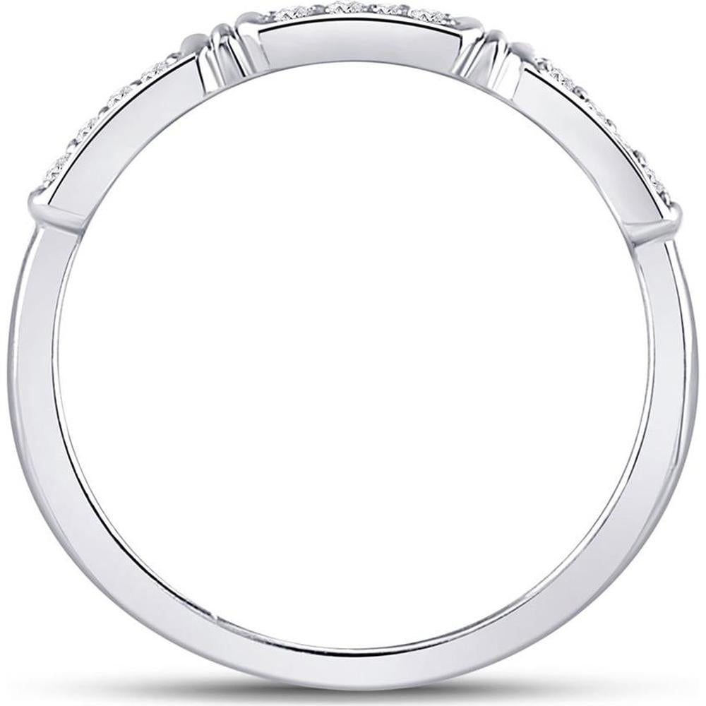 10K White Gold Stackable Band Ring with Prong-Set Round Diamonds - 0.10 Carat Total Diamond Weight
