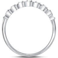 10K White Gold Stackable Band Ring with Round Prong-Set Diamonds and Milgrain Detail - 0.10 Carat Total Diamond Weight