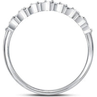 10K White Gold Stackable Band Ring with Round Prong-Set Diamonds and Milgrain Detail - 0.10 Carat Total Diamond Weight