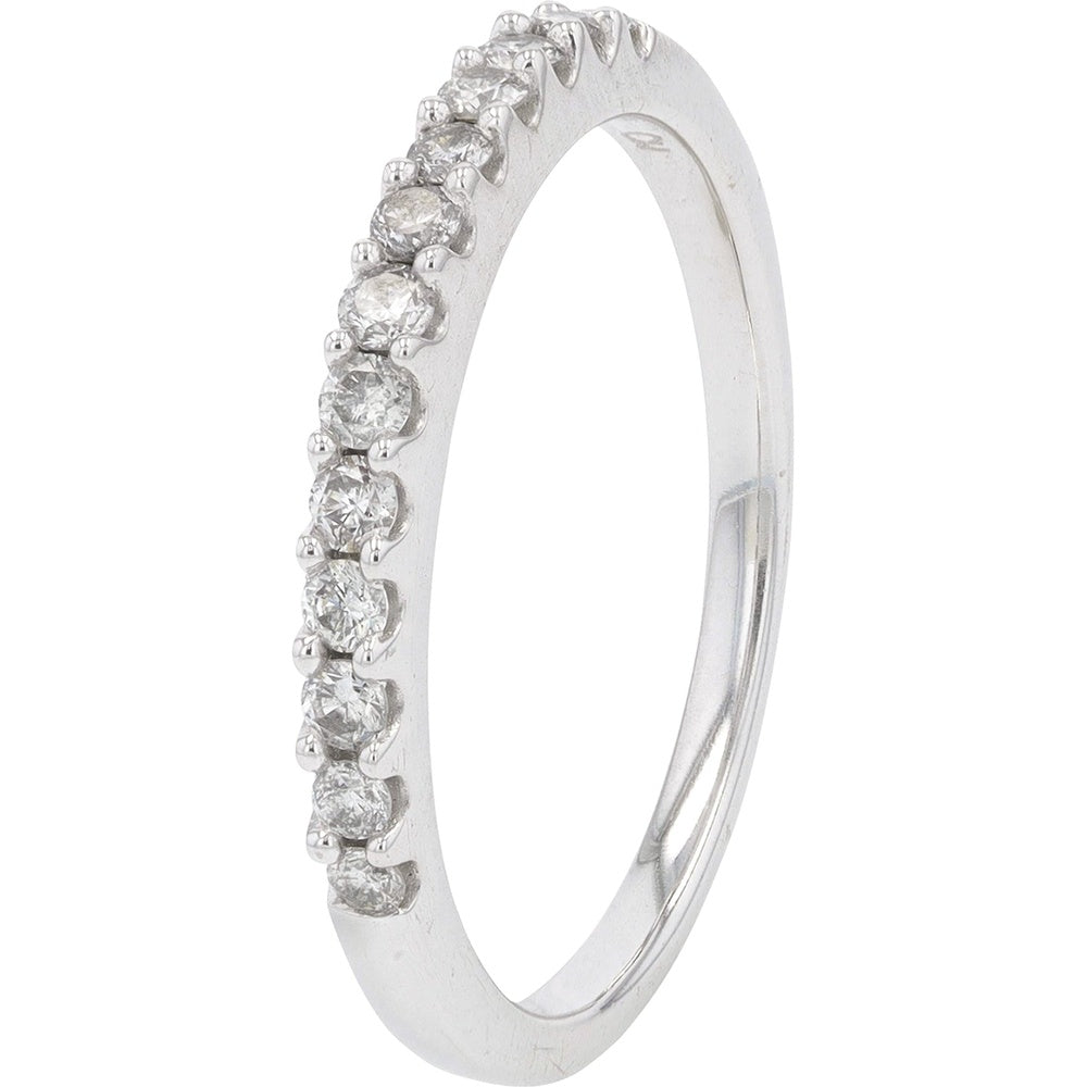 10K White Gold Stackable Band with Prong-Set Round Diamonds - 0.25 Carat Total Diamond Weight