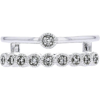 10K White Gold Stackable Milgrain Diamond Ring - 0.06 Carats Total Diamond Weight