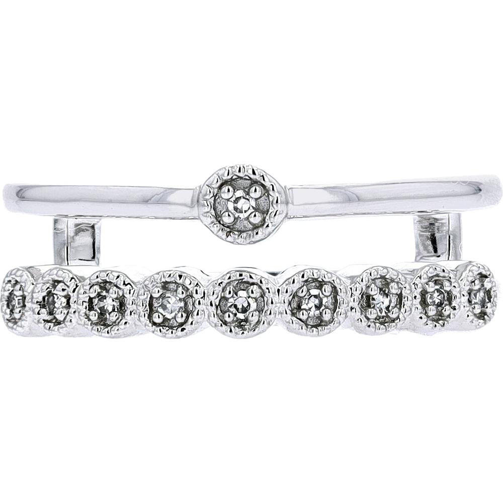 10K White Gold Stackable Milgrain Diamond Ring - 0.06 Carats Total Diamond Weight