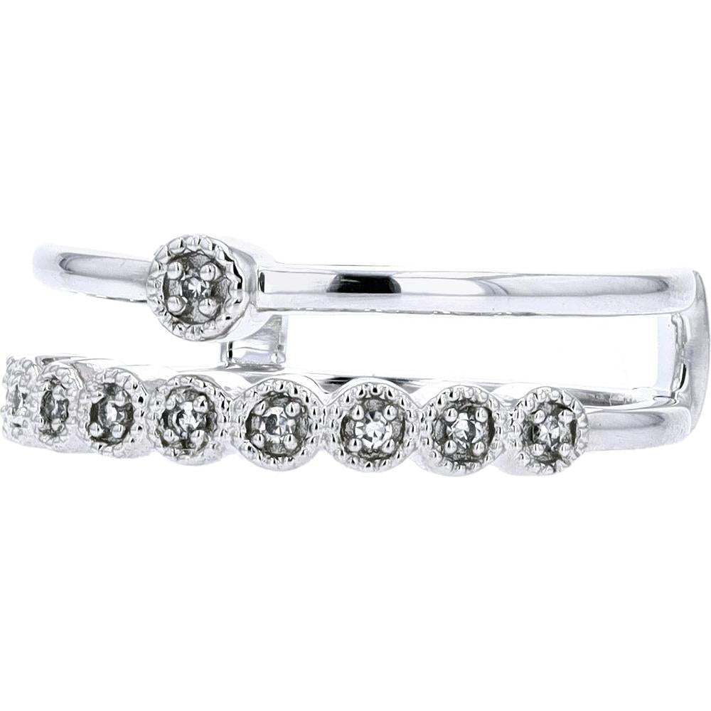 10K White Gold Stackable Milgrain Diamond Ring - 0.06 Carats Total Diamond Weight