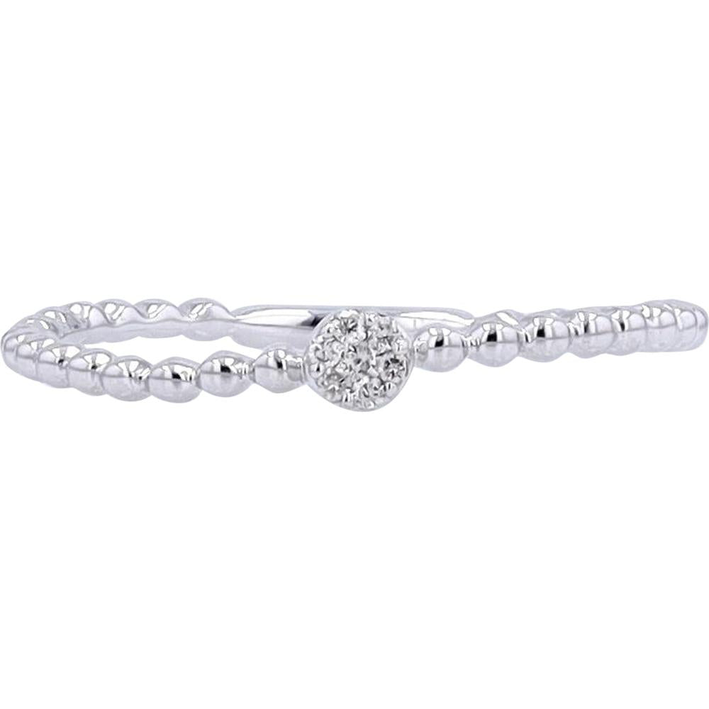 10K White Gold Stackable Ring with Round Diamond Cluster - 0.033 Carat Total Diamond Weight