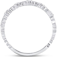 10K White Gold Stackable Xoxo Band Ring with Bezel-Set Round Diamonds - 0.07 Carat Total Diamond Weight