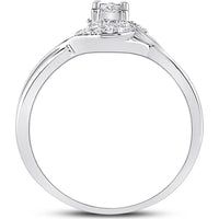 10K White Gold Swirl Promise Ring with Illusion-Set Round Diamond and Prong-Set Accents - 0.10 Carat Total Diamond Weight