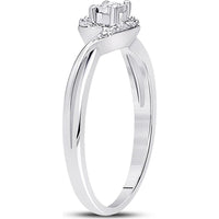 10K White Gold Swirl Promise Ring with Illusion-Set Round Diamond and Prong-Set Accents - 0.10 Carat Total Diamond Weight