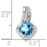 10K White Gold Swiss Blue Topaz and Diamond Pendant - 1.68 Carat Total Blue Topaz Weight by Lumare Gioia