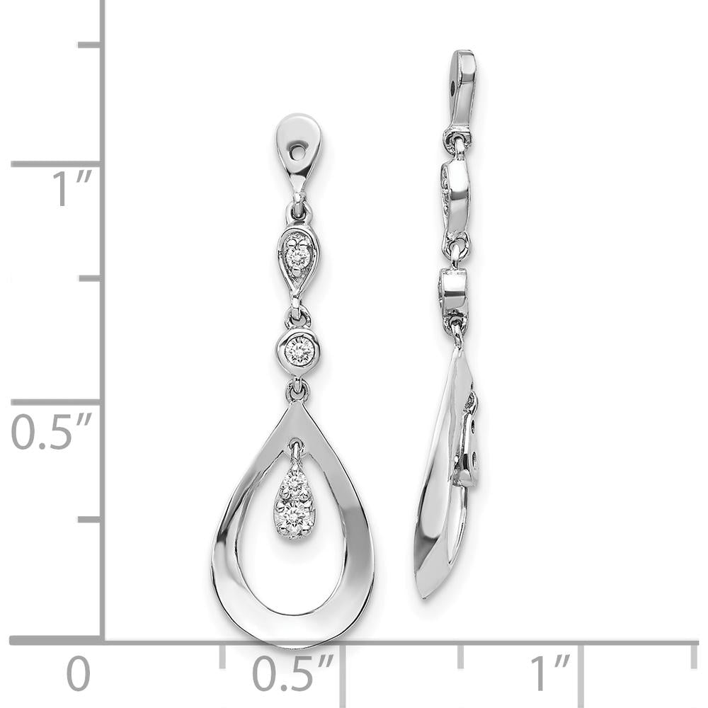 10K White Gold Teardrop Dangle Diamond Earring Jackets with 1 Carat Total Diamond Weight by Oro Pregiato