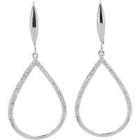 10K White Gold Teardrop Diamond Earrings - 0.25 Carat Total Diamond Weight