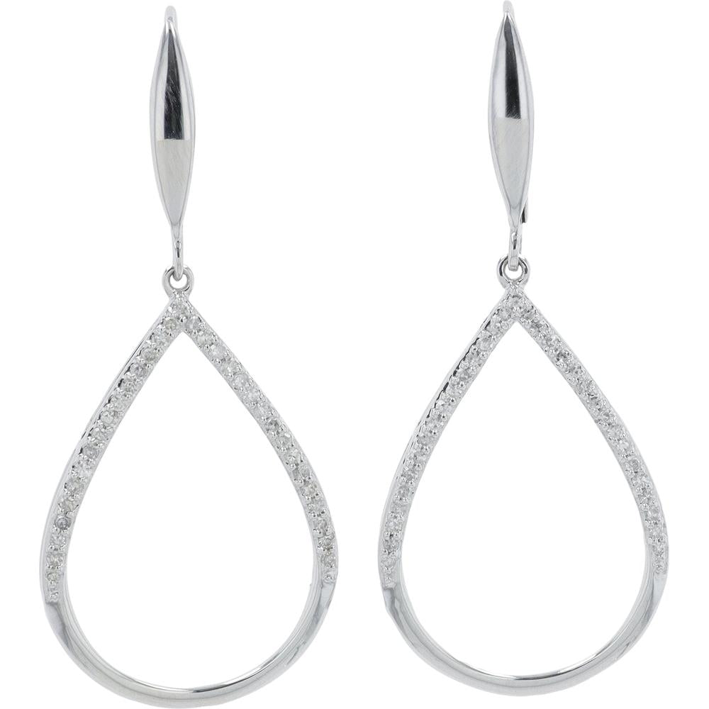 10K White Gold Teardrop Diamond Earrings - 0.25 Carat Total Diamond Weight