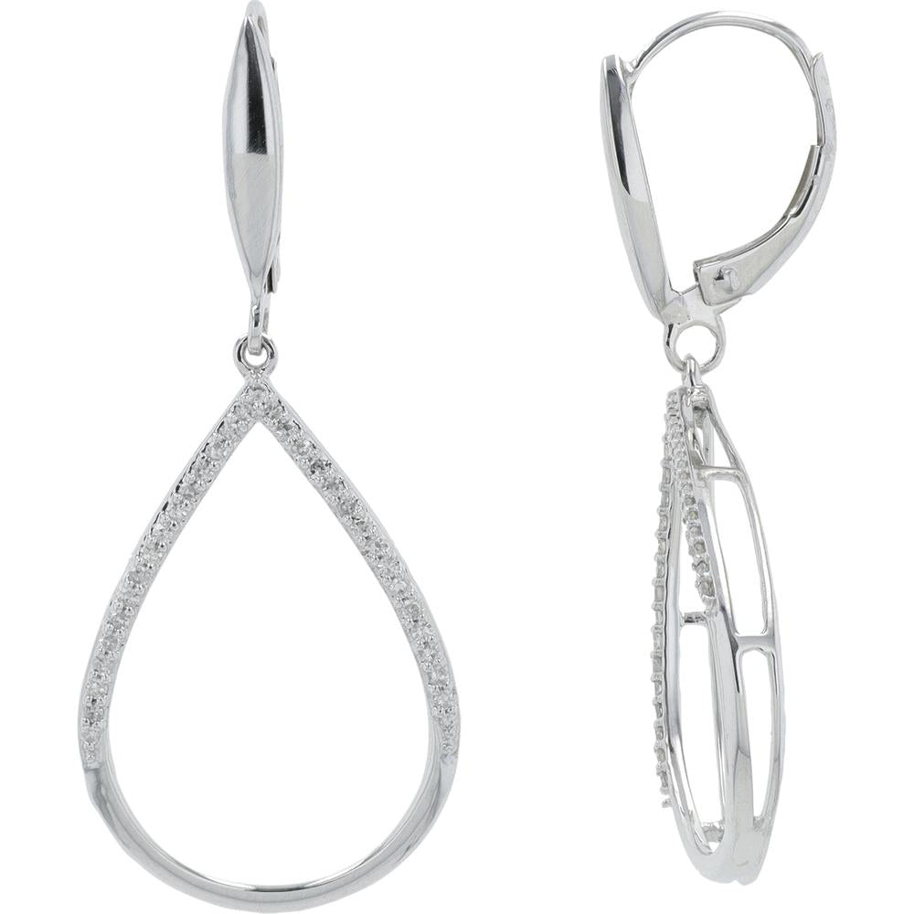 10K White Gold Teardrop Diamond Earrings - 0.25 Carat Total Diamond Weight