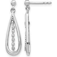 10K White Gold Teardrop Earrings with Diamond Line - 1.0 Carat Total Diamond Weight by Oro Pregiato