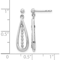 10K White Gold Teardrop Earrings with Diamond Line - 1.0 Carat Total Diamond Weight by Oro Pregiato
