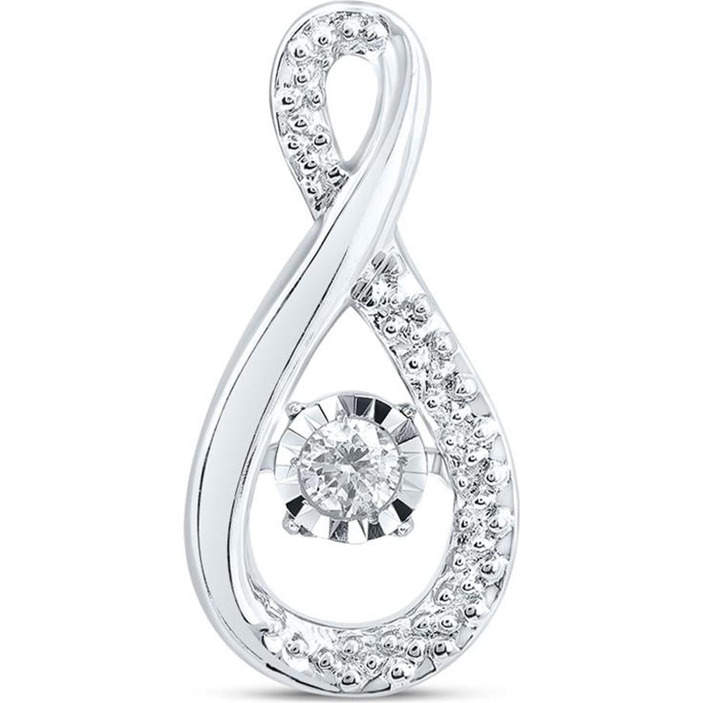 10K White Gold Teardrop Pendant with Prong-Set Round Diamond - 0.05 Carat Total Diamond Weight