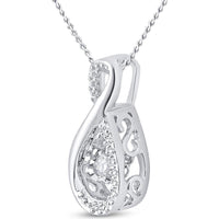 10K White Gold Teardrop Pendant with Prong-Set Round Diamond - 0.05 Carat Total Diamond Weight