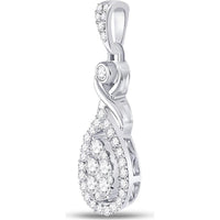 10K White Gold Teardrop Pendant with Round Diamond Cluster and Infinity Detail - 1/2 Carat Total Diamond Weight