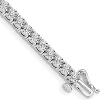 10K White Gold Tennis Bracelet with Illusion Set Diamonds - 7 in Length by Oro Pregiato