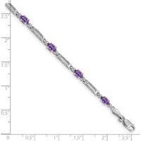 10K White Gold Tennis Bracelet with Oval Amethysts and Round Diamonds - 0.23 Carats Total Gem Weight by Monteluci Fine Jewelry