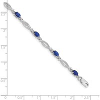 10K White Gold Tennis Bracelet with Oval-Cut Sapphires and Diamond Accents by Oro Pregiato