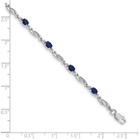10K White Gold Tennis Bracelet with Oval Sapphires and Diamonds - 1.25 Carats Total Weight by Oro Pregiato