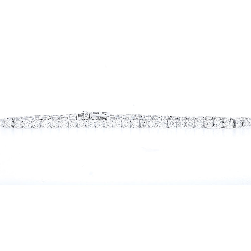 10K White Gold Tennis Bracelet with Prong Set Round Lab Grown Diamonds - 5.00 Carat Total Diamond Weight