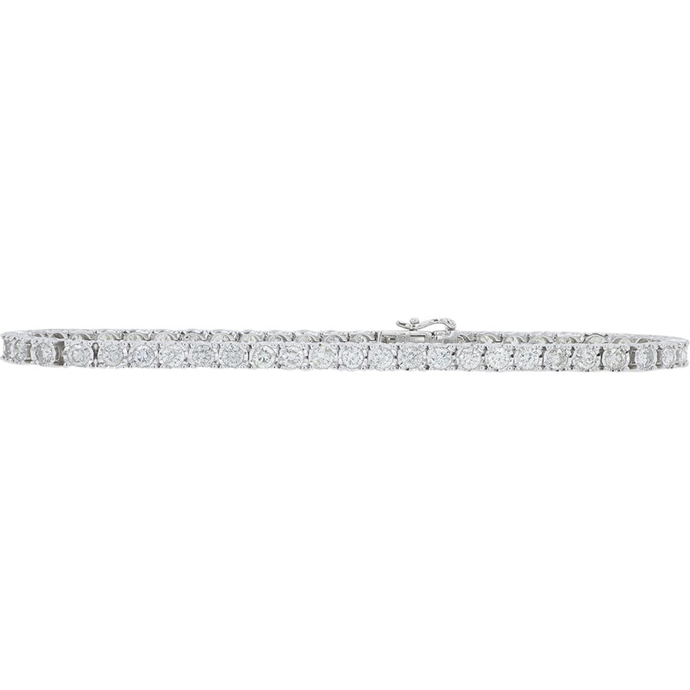 10K White Gold Tennis Bracelet with Round Diamonds - 3.00 Carat Total Diamond Weight