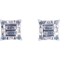 10K White Gold Treated Diamond Stud Earrings with Geometric Square Design - 0.27 Carats Total Diamond Weight