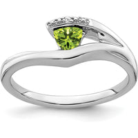 10K White Gold Trillion Peridot and Diamond Ring - 0.25 Carat Peridot, 0.005 Carat Diamond by 0