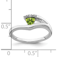 10K White Gold Trillion Peridot and Diamond Ring - 0.25 Carat Peridot, 0.005 Carat Diamond by 0