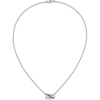 10K White Gold Triple Heart Pendant Necklace with Black and White Diamonds - 0.24 Carat Total Diamond Weight by Oro Pregiato