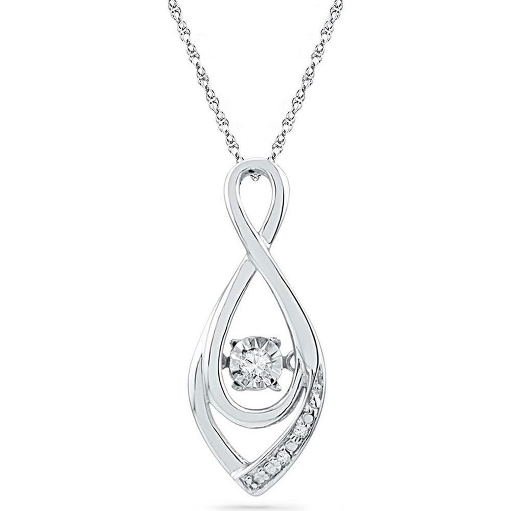 10K White Gold Twinkle Teardrop Pendant with Round Diamonds - 1/20 Carat Total Diamond Weight