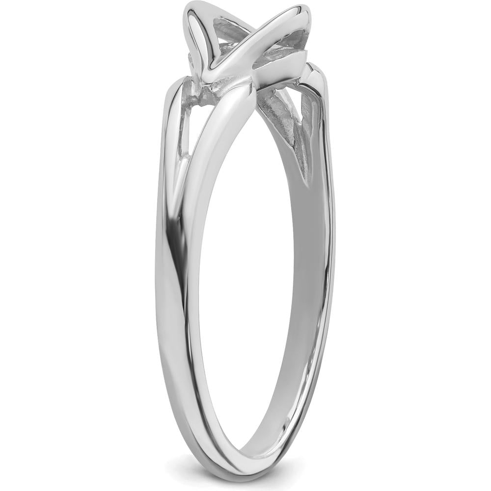 10K White Gold Twisted Band Diamond Ring Mounting with Polished Finish
