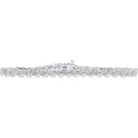 10K White Gold Twisted S-Link Diamond Bracelet with Brilliant Round Cut Diamonds - 1.50 Carat Total Diamond Weight