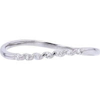 10K White Gold Twisted Stackable Ring with Round Diamonds - 0.06 Carat Total Diamond Weight