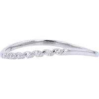 10K White Gold Twisted Stackable Ring with Round Diamonds - 0.06 Carat Total Diamond Weight