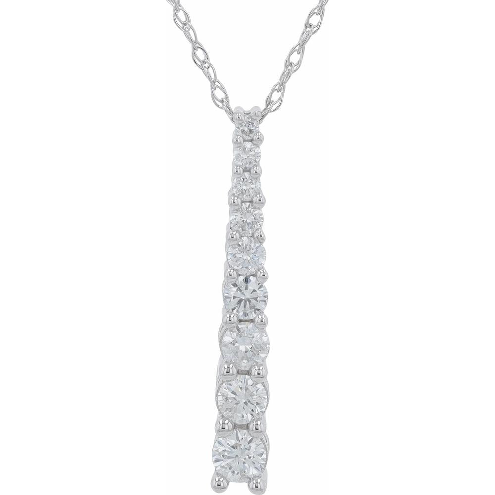 10K White Gold Vertical Diamond Pendant Necklace - 0.25 Total Carat Weight