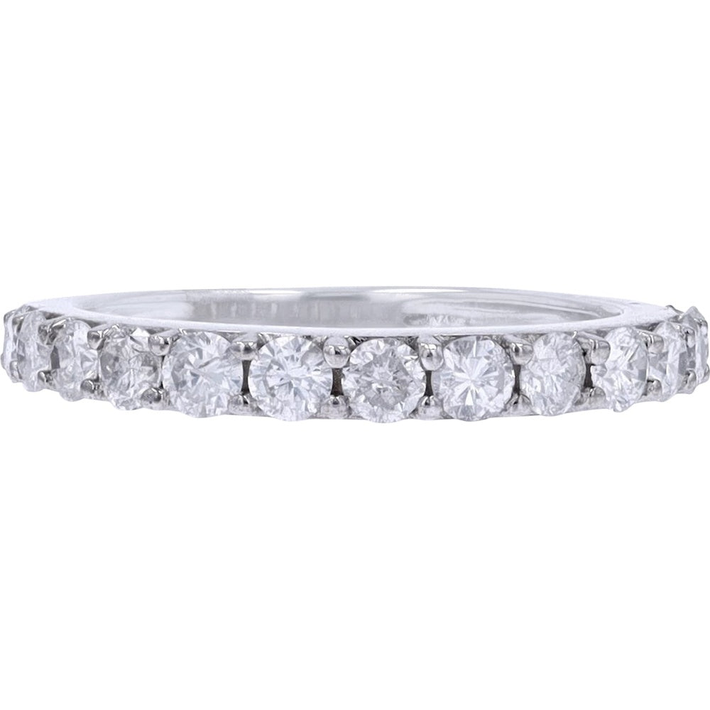 10K White Gold Wedding Band with Prong-Set Round Diamonds - 1.00 Carat Total Diamond Weight