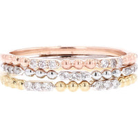 10K White, Yellow, and Rose Gold Stackable Diamond Bands Set - .16 Carat Total Diamond Weight