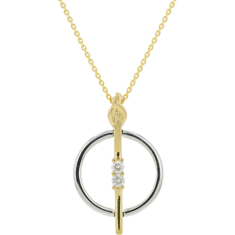 10K Yellow and White Gold Diamond Pendant with 0.05 Carat Total Diamond Weight