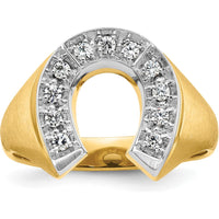 10K Yellow and White Gold Horseshoe Diamond Men's Ring with Satin Finish and Round Diamonds - 1.50 Carats Total Diamond Weight by IBGoodman