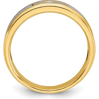 10K Yellow and White Gold Men's Ring with Round Diamond Bezel Set - 0.50 Carats Total Diamond Weight by IBGoodman