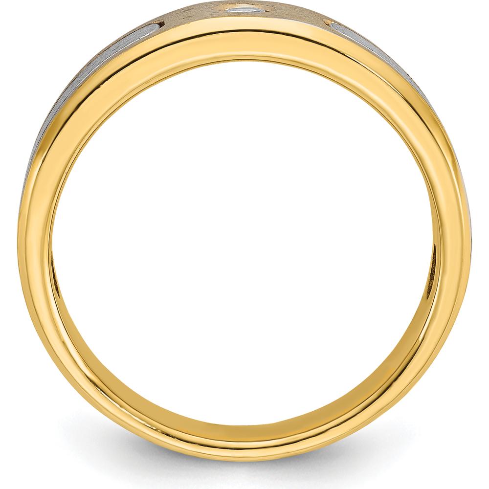10K Yellow and White Gold Men's Ring with Round Diamond Bezel Set - 0.50 Carats Total Diamond Weight by IBGoodman