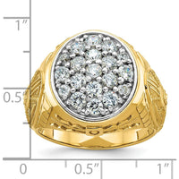 10K Yellow and White Gold Men's Textured Oval Cluster Ring - Polished Finish by IBGoodman