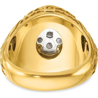 10K Yellow and White Gold Men's Textured Oval Cluster Ring - Polished Finish by IBGoodman