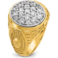 10K Yellow and White Gold Men's Textured Oval Cluster Ring - Polished Finish by IBGoodman