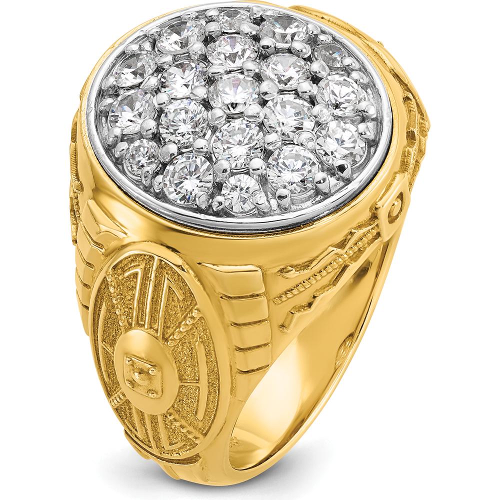 10K Yellow and White Gold Men's Textured Oval Cluster Ring - Polished Finish by IBGoodman