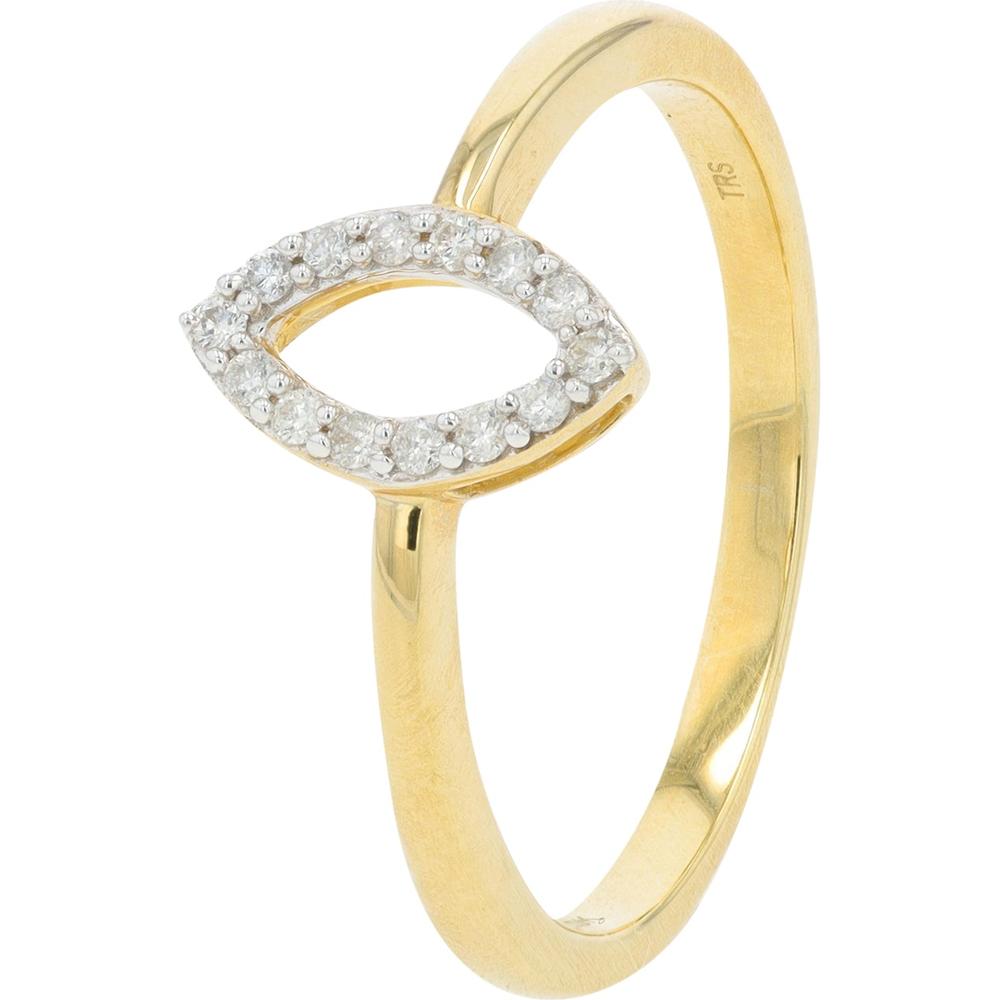 10K Yellow Gold 0.10 Carat Diamond Marquise Halo Ring - Delicate Open Center Design